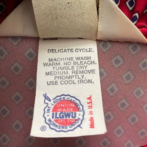 VTG 70s Sears Polyester Red Patterned Ruffle Dress size 8p USA UNION MADE - Picture 9 of 11